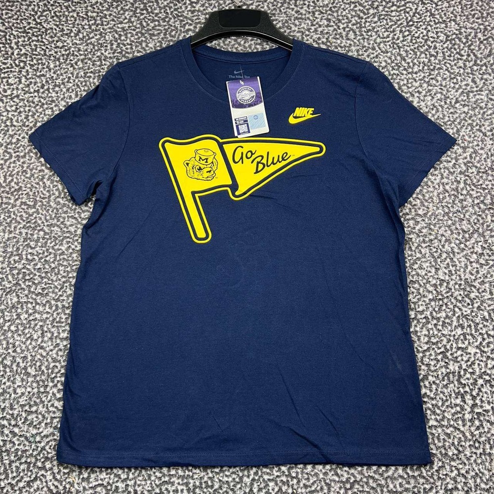 Nike Michigan Wolverines Shirt Women Medium Navy Blue Short Sleeve Cotton New M
